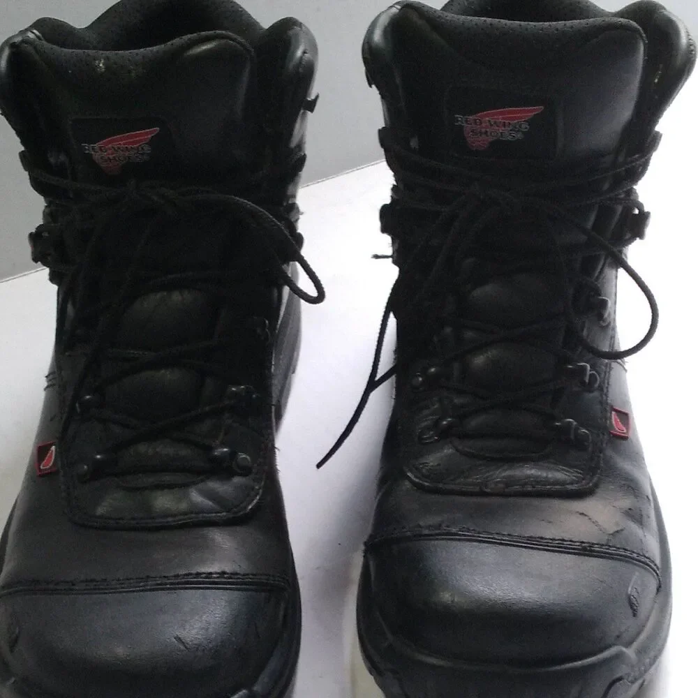 Red Wing Shoes Work Boots Safety Toe EH Rated Black Leather USA Made‎ 10.5